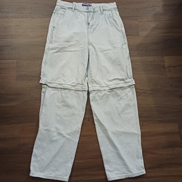 RARE FA WORLD ENTERTAINMENT FUCKING AWESOME LIGHT DENIM JEANS CARGO ZIPPER 30 - Picture 2 of 6